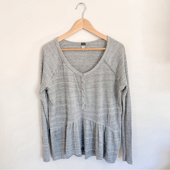 We The Free Tops - Free People long sleeve grey coastline thermal top